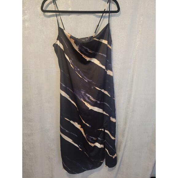 BP+Fang Med Black Beige Peach Y2K Stripe‎ Slip Midi Dress Boho Whimsigoth Fairy - Picture 4 of 6